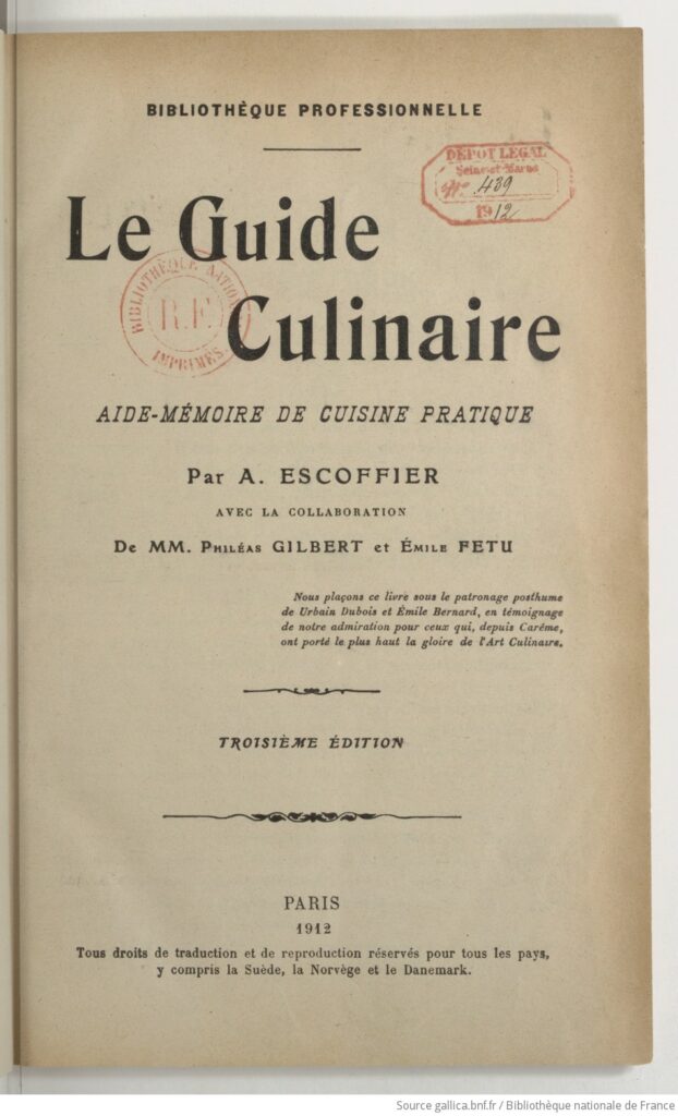 Le guide culinaire Auguste Escoffier