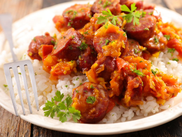 a plate of food with a fork