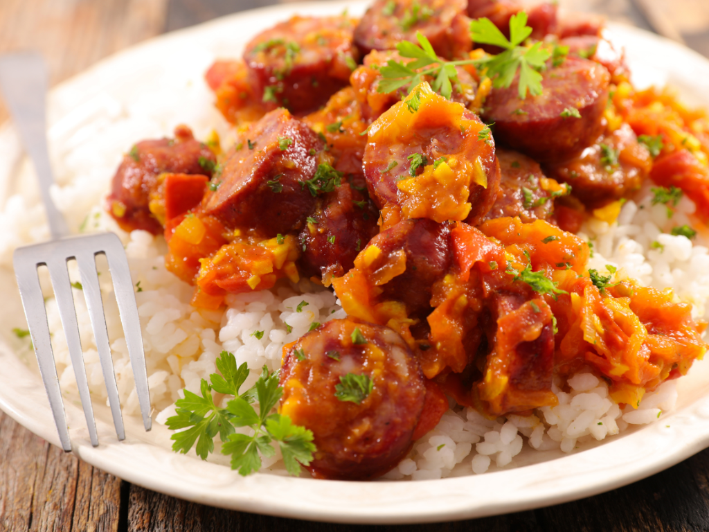 a plate of food with a fork